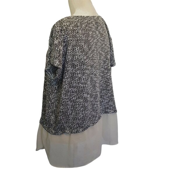 Cato Woman Top Women's 22/24W Cotton/Poly Stretch Black White Knit Short Sleeve - Picture 6 of 12